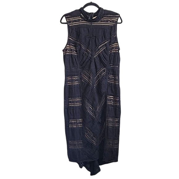 VENUS Sleeveless Black Fishtail Lace Dress Size 16 - Picture 4 of 14